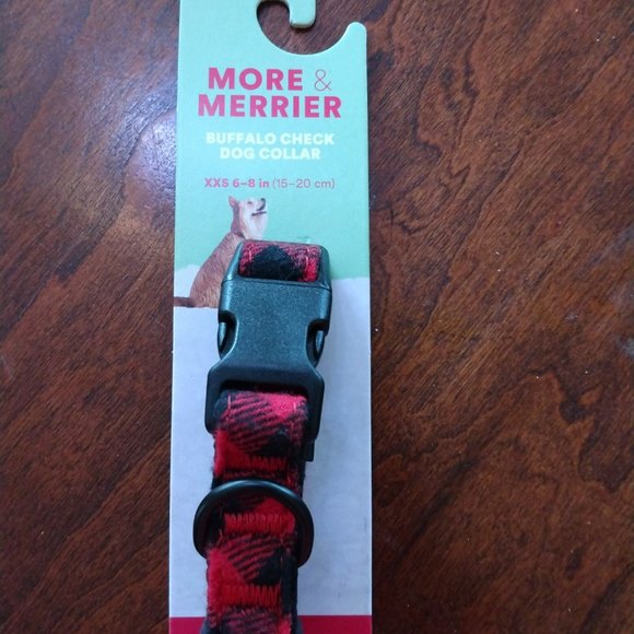 Buffalo Check Dog Collar, Red and black, XXS - Picture 2 of 3